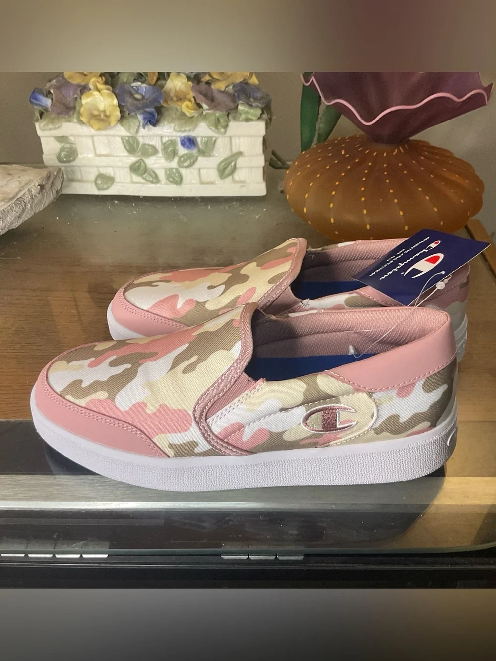 CHAMPION WOMENS MERE CAMO SLIP ON SNEAKERS 7.5 NEW